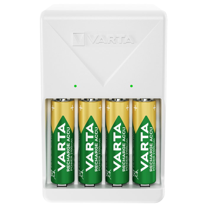 Varta Cargador de Pilas para 2 o 4 AA/AAA con 4 Pilas AA 2100 mAh