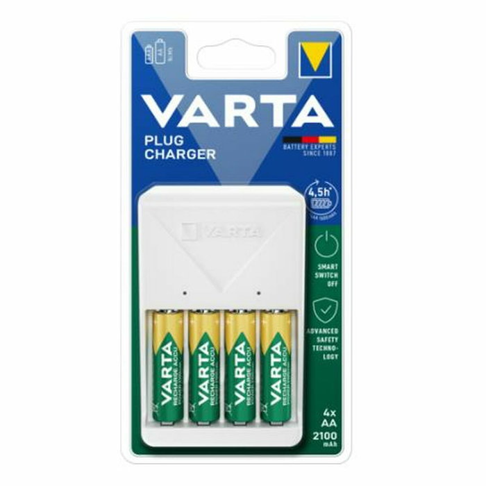 Varta Cargador de Pilas para 2 o 4 AA/AAA con 4 Pilas AA 2100 mAh Varta Cargador de Pilas para 2 o 4 AA/AAA con 4 Pilas AA 2100 mAh