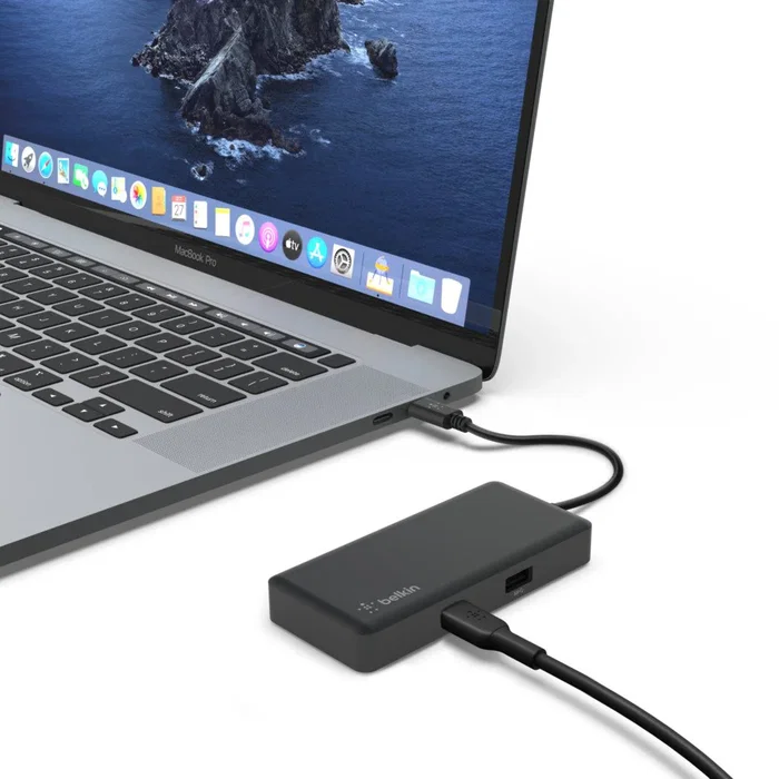 Belkin INC008btBK Adaptador Multipuerto USB-C 5 en 1 con Puerto HDMI 4K 60Hz, Gigabit Ethernet, 2x USB-A 3.1, USB-C, USB Power Delivery 86W