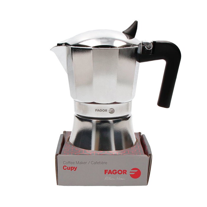 Fagor Cafetera Cupy Aluminio 12 Tazas Base Inducción Cromado Fagor Cafetera Cupy Aluminio 12 Tazas Base Inducción Cromado