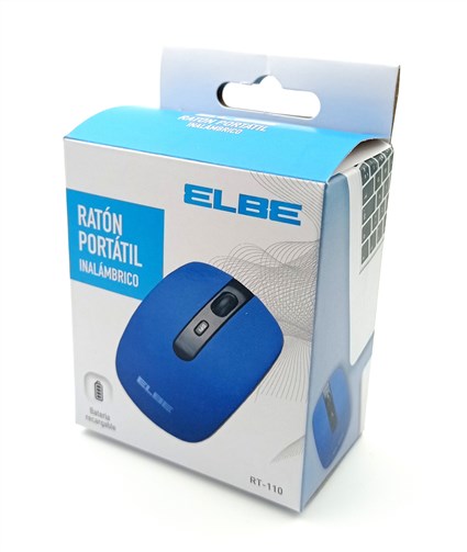 Elbe Ratón Inalámbrico RT-110 Azul con Batería Recargable, 800-1600 DPI, Plug & Play