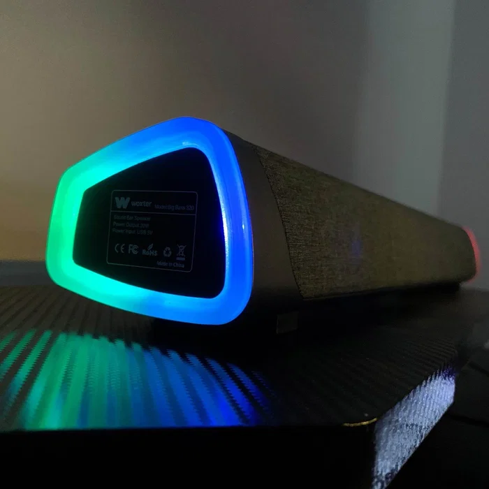 Woxter Big Bass 320 Barra de Sonido Estéreo RGB 2.0 canales 20W con Cable 3.5mm para TV, PC, Videoconsolas, Smartphones - Negro y Gris