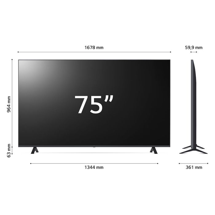 LG 75UR78006LK - Televisor 75" (190.5cm) Smart TV 4K UHD LED, WebOS 23, HDR10, Dolby Atmos, Wi-Fi, Bluetooth, 3x HDMI 2.1, Negro