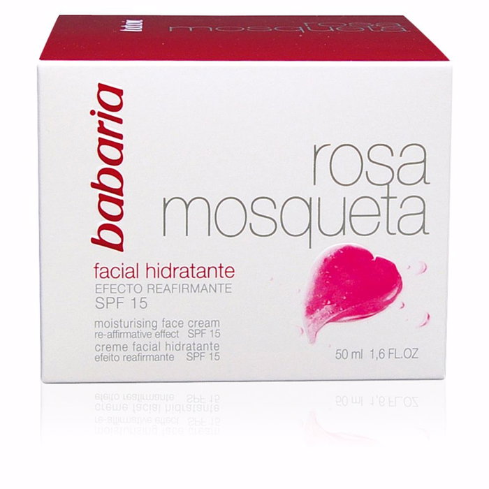 Babaria Crema Facial Hidratante 24H con Rosa Mosqueta y Protección Solar SPF15 - 50 ml