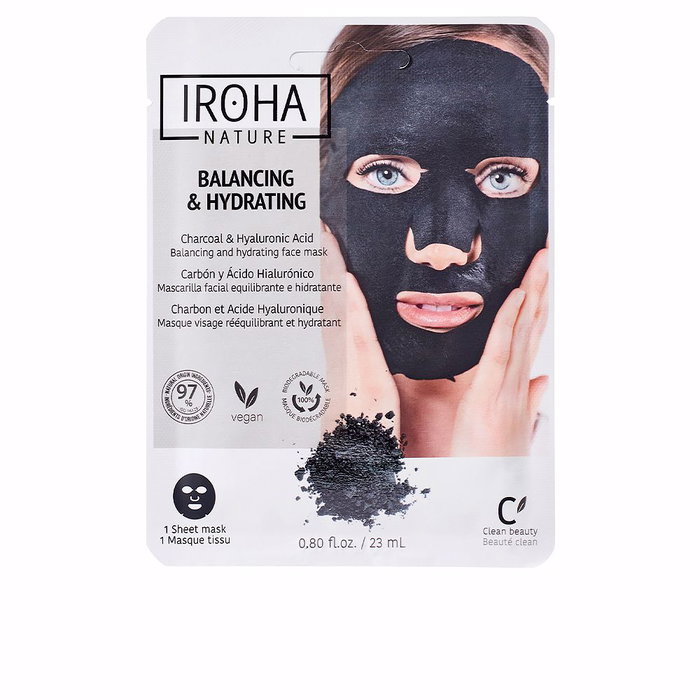 Iroha DETOX CHARCOAL BLACK Mascarilla Facial Tisú Detox Reequilibrante e Hidratante con Carbón y Ácido Hialurónico 1 uso Iroha DETOX CHARCOAL BLACK Mascarilla Facial Tisú Detox Reequilibrante e Hidratante con Carbón y Ácido Hialurónico 1 uso