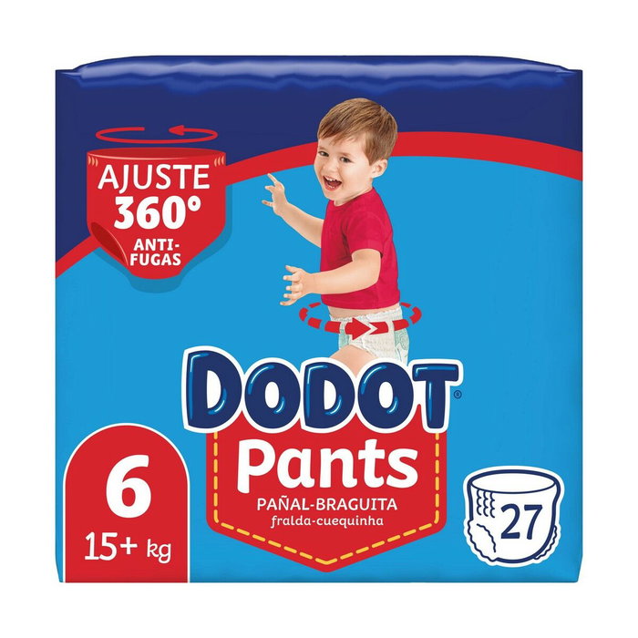 Dodot Pants pañal-braguita talla 6, 15+ kg, 27 unidades