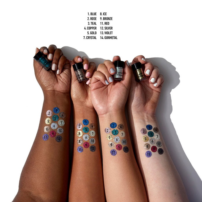 NYX Professional Makeup Sombra de ojos Glitter Brillants face and body, Polvo suelto brillante, Rosa, 2.5 g, #rose