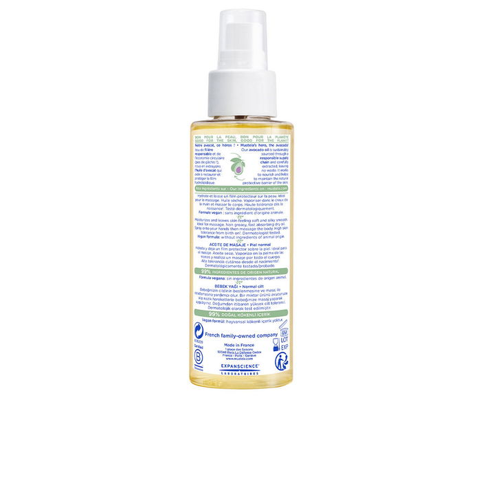 Mustela Aceite de Masaje para Bebé 100 ml - Hidratante y Calmante para Pieles Sensibles desde el Nacimiento