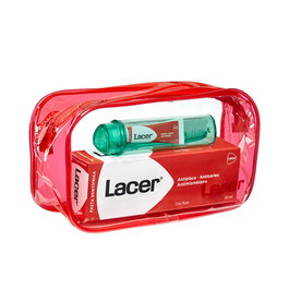 Lacer Neceser Viaje Lote 4 Piezas Set Higiene Bucal Completo con Cepillo y Pasta Dental
