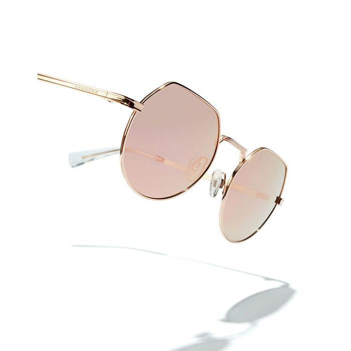 Hawkers Gafas de Sol Polarizadas Rose Gold Unisex UV400 Lentes Espejadas Montura Acero Inoxidable Protección Ocular Modelo AURA