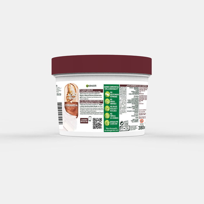 Garnier Body Superfood Crema Corporal Reparadora Cacao, Hidratación 48h para Piel Extra Seca, 97% Natural, Vegana, 380 ml