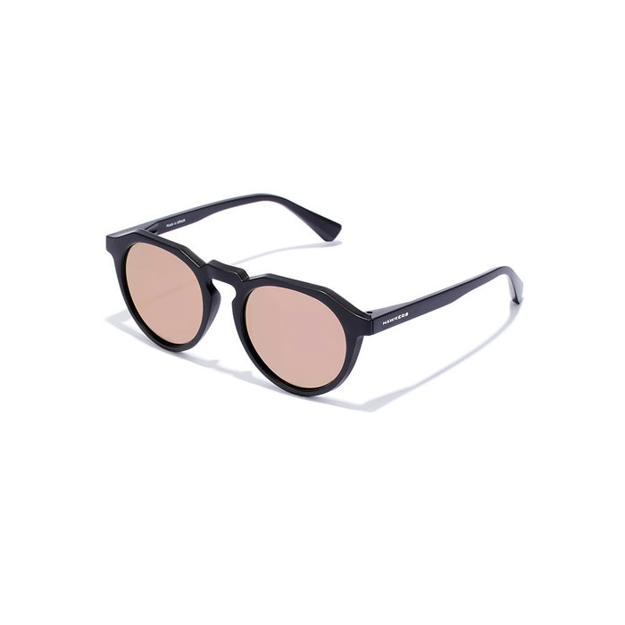 Hawkers Gafas de Sol WARWICK RAW Polarizadas - Negro Rose Gold Espejo Redondas Unisex Adultos