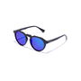 Hawkers RAW polarized Gafas de Sol Redondas Unisex para Adultos, Montura Negra, Cristales Azul Cielo con Efecto Espejo y Filtro UV400