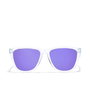Hawkers ONE RAW polarized Gafas de Sol Unisex Cuadradas Cristal Espejado Violeta Transparente Brillante