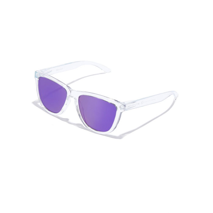 Hawkers ONE RAW polarized Gafas de Sol Unisex Cuadradas Cristal Espejado Violeta Transparente Brillante