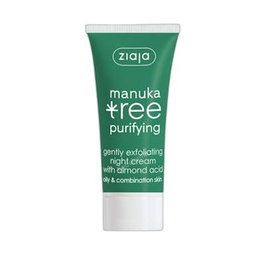 Ziaja Manuka Crema de Noche Exfoliante 3% Ácido de Almendras 50 ml – Para Piel Grasa/Mixta, Reduce Acné, Manchas y Puntos Negros, Tratamiento Facial Nocturno Hidratante