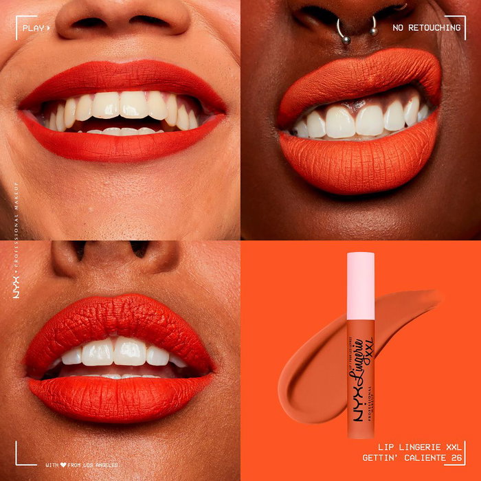 NYX Professional Make Up Lip Lingerie XXL Pintalabios Larga Duración Mate #26 Gettin Caliente - Marrón, 32.50g, Cruelty Free