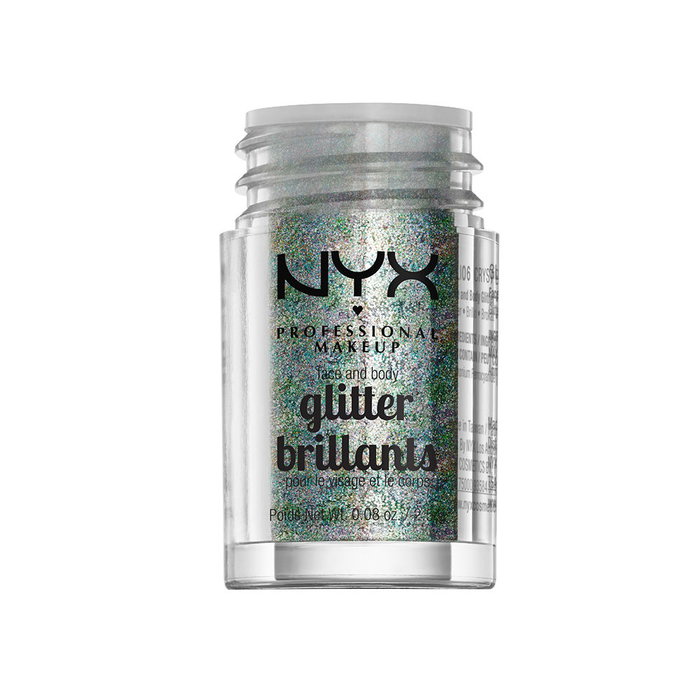 NYX Professional Makeup GLITTER BRILLANTS Face and Body - Sombra de Ojos en Polvo Brillante #crystal, 2.5 g