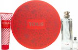 Tous Set de Regalo Eau de Toilette 90 ml, Loción 150 ml y Mini 4.5 ml con Lata de Metal