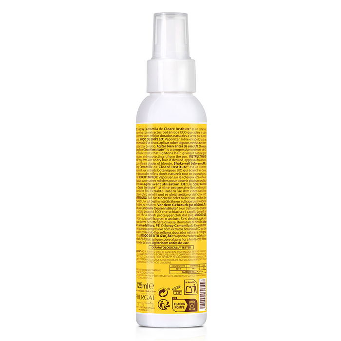 Clearé Institute CAMOMILA eco spray Tratamiento Brillo Aclarante Cabello con Reflejos Dorados 125 ml Protección Solar Clearé Institute CAMOMILA eco spray Tratamiento Brillo Aclarante Cabello con Reflejos Dorados 125 ml Protección Solar