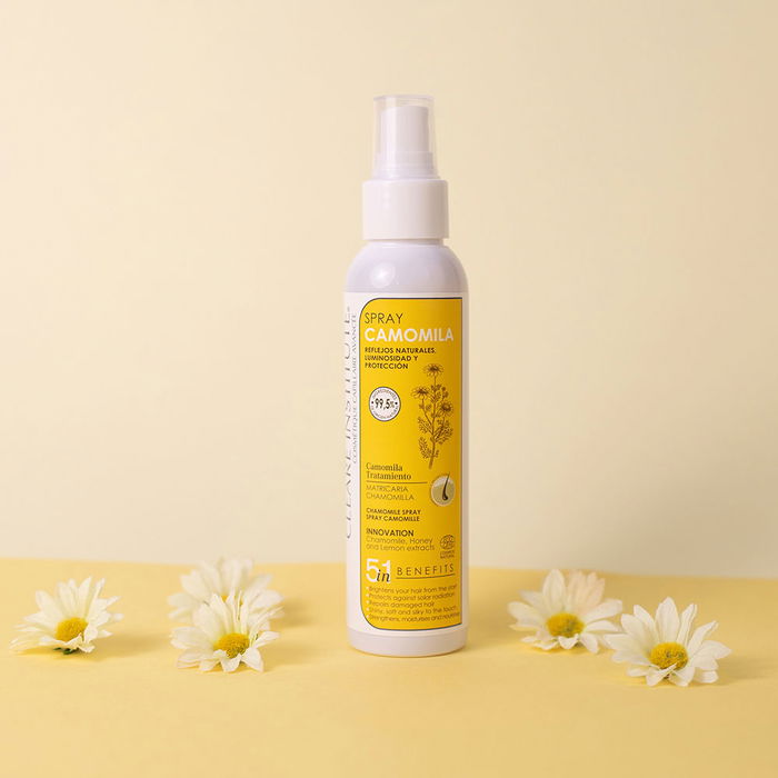 Clearé Institute CAMOMILA eco spray Tratamiento Brillo Aclarante Cabello con Reflejos Dorados 125 ml Protección Solar Clearé Institute CAMOMILA eco spray Tratamiento Brillo Aclarante Cabello con Reflejos Dorados 125 ml Protección Solar