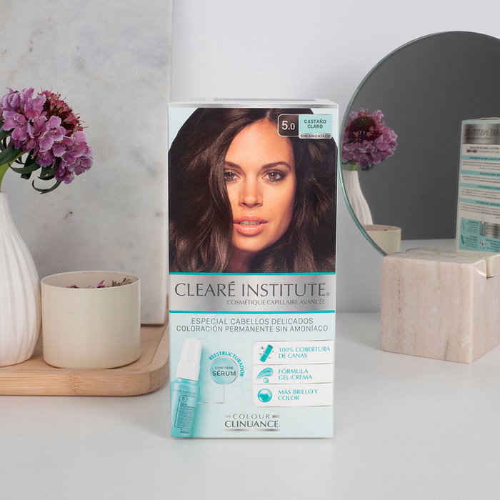 Claré Institute Colour Clinuance Tinte Permanente para Cabellos Delicados, Tratamiento con Aminoácidos, Tono 5.0 Castaño Claro - Kit 1 Unidad