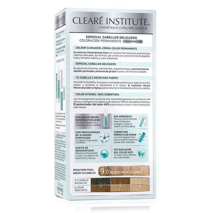 Clearé Institute COLOUR CLINUANCE cabellos delicados #9.0-rubio muy claro 1 u Tinte Semipermanente 8 Rubio Claro