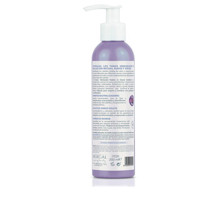 Clearé Institute Matizador Violeta CC Cream 200 ml | Neutraliza Tonos Amarillos y Anaranjados, Tratamiento Reparador Antiencrespamiento y Brillo