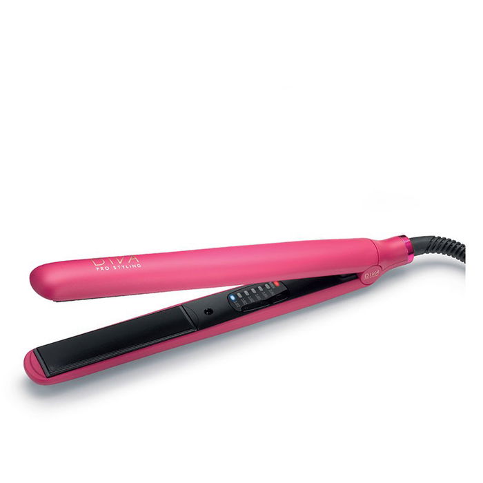 Diva Plancha Digital Styler Magenta con Placas Cerámica Infusión Macadamia Argán Queratina y Control Digital 110-235°C