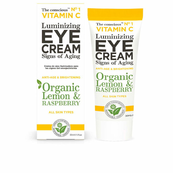 Biovene The Conscious™ Vitamina C Crema Iluminadora para el Contorno de Ojos con Limón Orgánico y Frambuesa, 30 ml