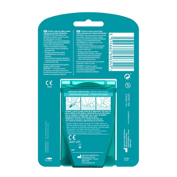 Compeed Callos Hidratación Continua 6 Apósitos de Gel Activo para Aliviar y Eliminar