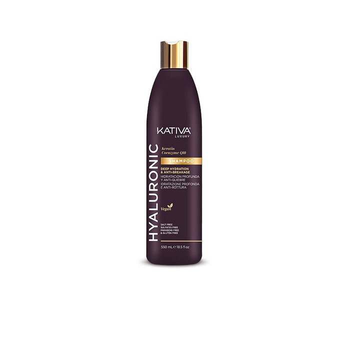 Kativa Champú Hyaluronic Keratina Q10 para Hidratación Profunda y Antirotura - 550ml