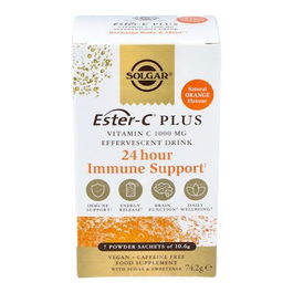 SOLGAR Ester C Efervescente Vitamina C 1000mg 7 Sobres Apoyo Inmunológico Vegano Sabor Naranja