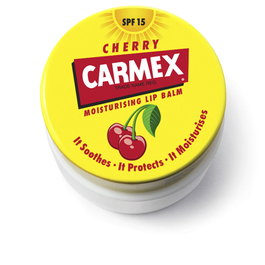 Carmex CEREYA bálsamo labial hidratante para labios agrietados, protección solar SPF15, sabor cereza, en tarro 7,5 g