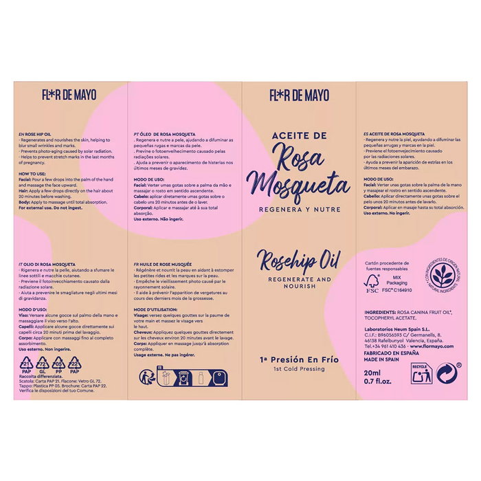 Flor De Mayo ACEITE NATURAL rosa mosqueta 20 ml - Tratamiento Facial Hidratante Antiarrugas y Antiedad - Aceite Puro Natural Flor De Mayo ACEITE NATURAL rosa mosqueta 20 ml - Tratamiento Facial Hidratante Antiarrugas y Antiedad - Aceite Puro Natural