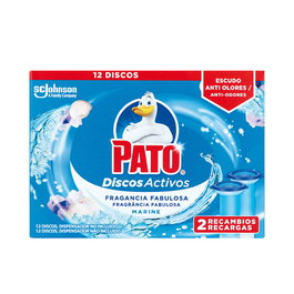 Pato Recambios WC Discos Activos, 2 Recambios en Caja, Fragancia Frescor Marino, Limpia con Cada Descarga (12 Unidades)