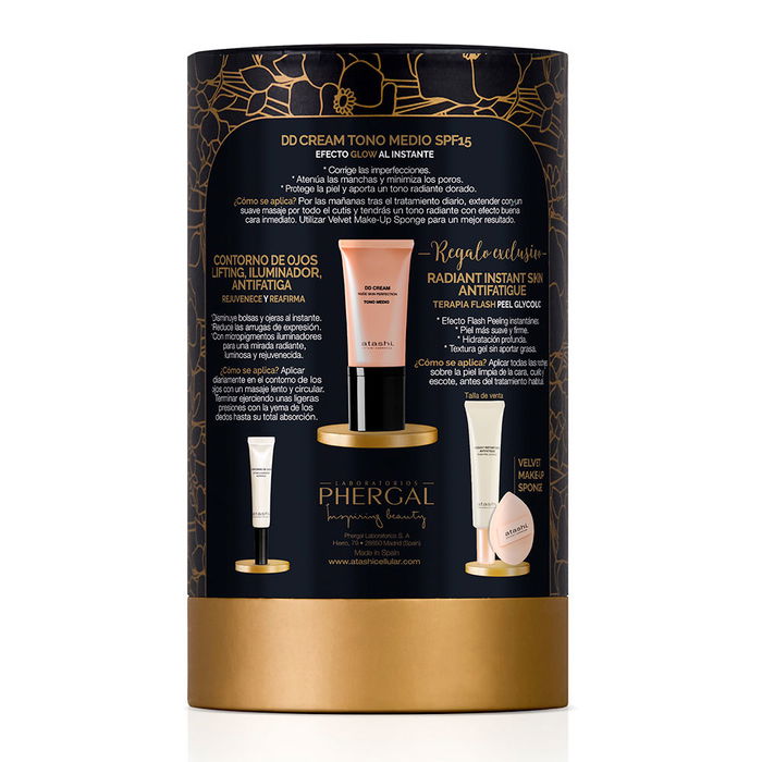 Atashi Efecto Buena Cara No Make Up Estuche con DD Cream, Gel Facial, Contorno de Ojos y Esponja 4 piezas