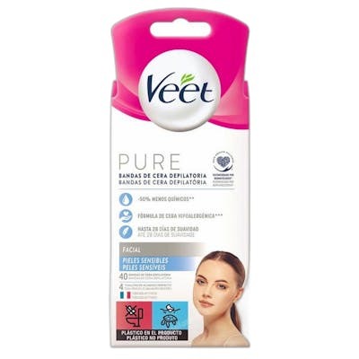 Veet Bandas de Cera Pure Facial Piel Sensible 40 u