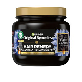 Garnier Original Remedies Mascarilla Carbón Magnético Desenredante Sin Siliconas, 97% Natural, 340 ml - Para Puntas Secas, Actúa en 1 Minuto