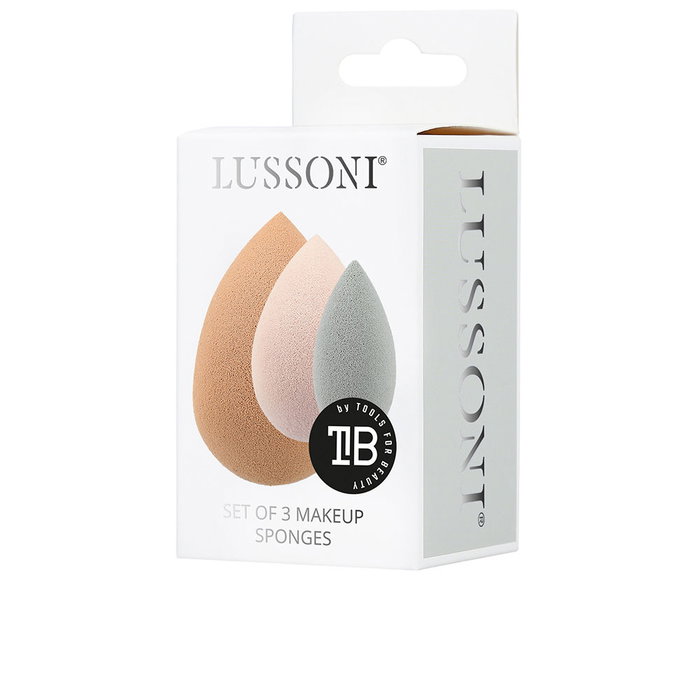 Lussoni Esponjas de Maquillaje, Pack de 3 unidades para aplicar corrector, base líquida y crema con acabado suave
