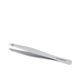 LUSSONI Pinzas de Depilar Rectas de Acero Inoxidable para Cejas, Precisas y Duraderas, Longitud 9.4 cm - 1 unidad