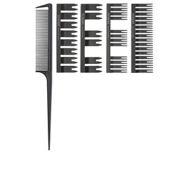 Lussoni JUEGO DE PEINES 500 LOTE - Set de 5 Piezas para Peluquería, Peine Cola con 4 Cabezales para Balayage y Mechas
