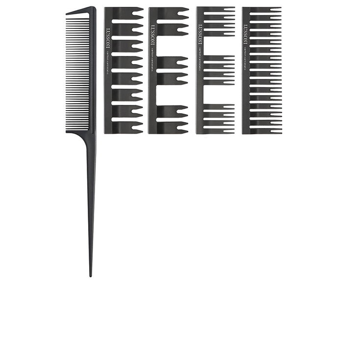 Lussoni JUEGO DE PEINES 500 LOTE - Set de 5 Piezas para Peluquería, Peine Cola con 4 Cabezales para Balayage y Mechas Lussoni JUEGO DE PEINES 500 LOTE - Set de 5 Piezas para Peluquería, Peine Cola con 4 Cabezales para Balayage y Mechas