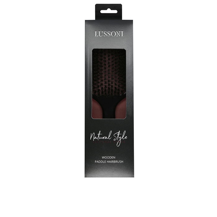Lussoni Natural Style Cepillo Pala de Madera con Cerdas de Jabalí y Nailon para Desenredar y Brillar el Cabello