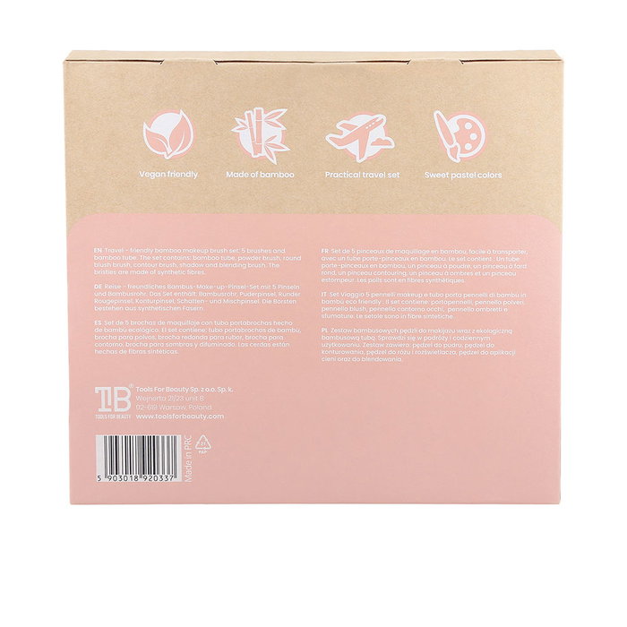 ILŪ Set de 6 Brochas de Maquillaje de Bambú Ecológico para Polvos, Rubor, Sombra de Ojos, Contorno y Difuminar - BAMBOOM LOTE