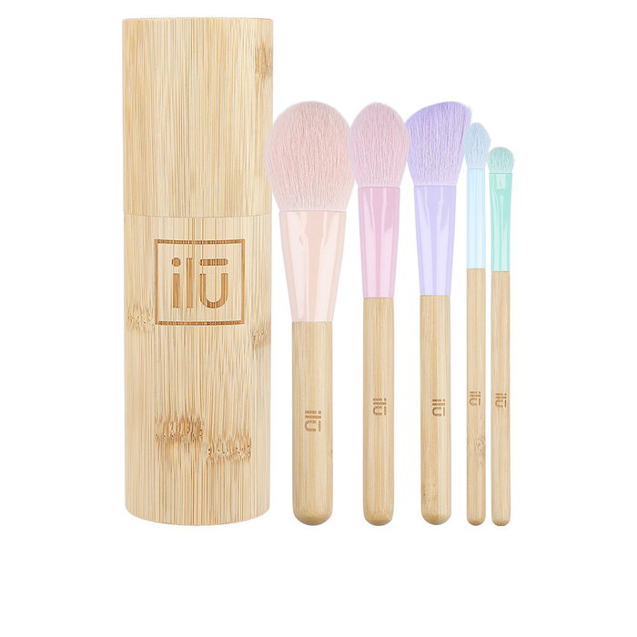 ILŪ Set de 6 Brochas de Maquillaje de Bambú Ecológico para Polvos, Rubor, Sombra de Ojos, Contorno y Difuminar - BAMBOOM LOTE