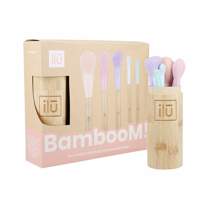 Ilū BAMBOOM Set de 5 Pinceles de Maquillaje con Tubo de Bambú Ilū BAMBOOM Set de 5 Pinceles de Maquillaje con Tubo de Bambú