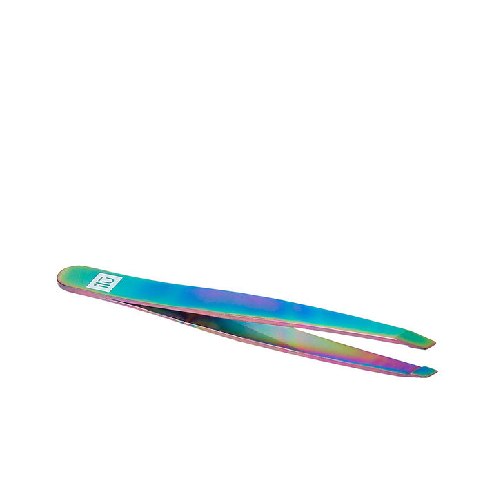 Ilü Pinzas de Depilar SLANT Rainbow - Acero Inoxidable, Forma Inclinada para Vello Fino, 9.6 cm