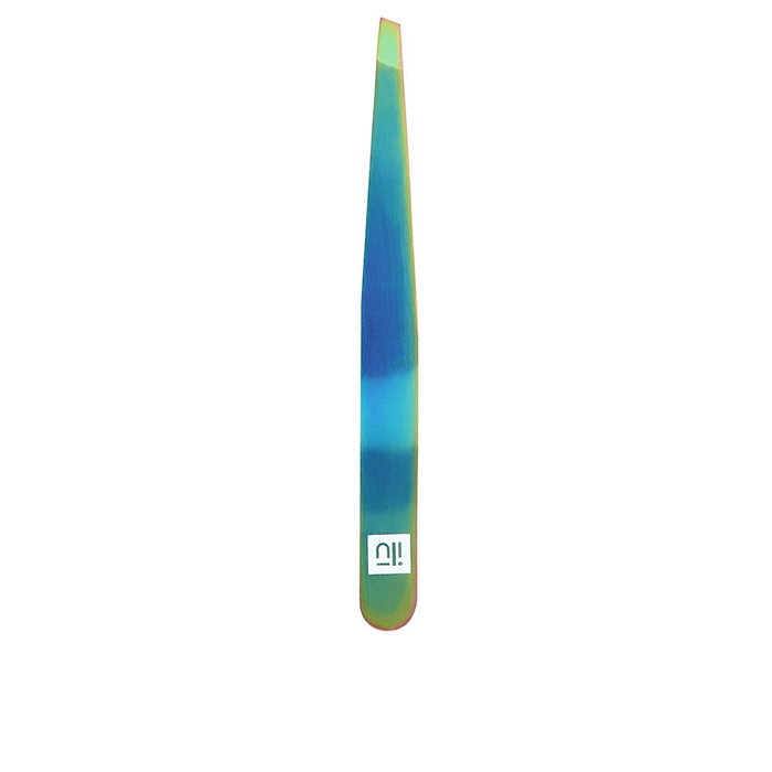 Ilü Pinzas de Depilar SLANT Rainbow - Acero Inoxidable, Forma Inclinada para Vello Fino, 9.6 cm
