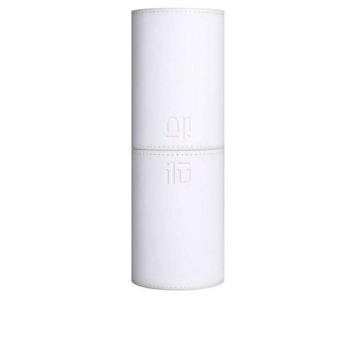 ILŪ Tubo Portabrochas de Maquillaje en Cuero Ecológico, Estuche Protector para Hasta 18 Brochas, Color Blanco, 1 Unidad
